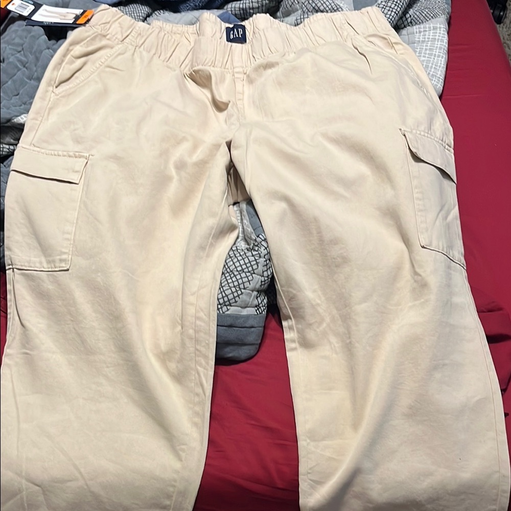 GAP Women’s Tan Stretch Twill Cargo Pants Relaxed Fit Cotton
